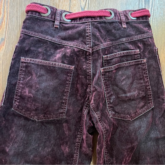 Free People Purple Moxie Flocked Cropped Velvet Pants size 26 - Picture 8 of 12
